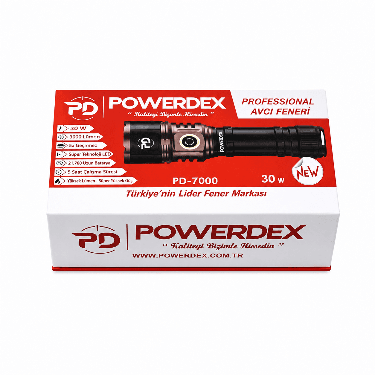Powerdex PD-7000 Güçlü El Feneri 3000 Lümen