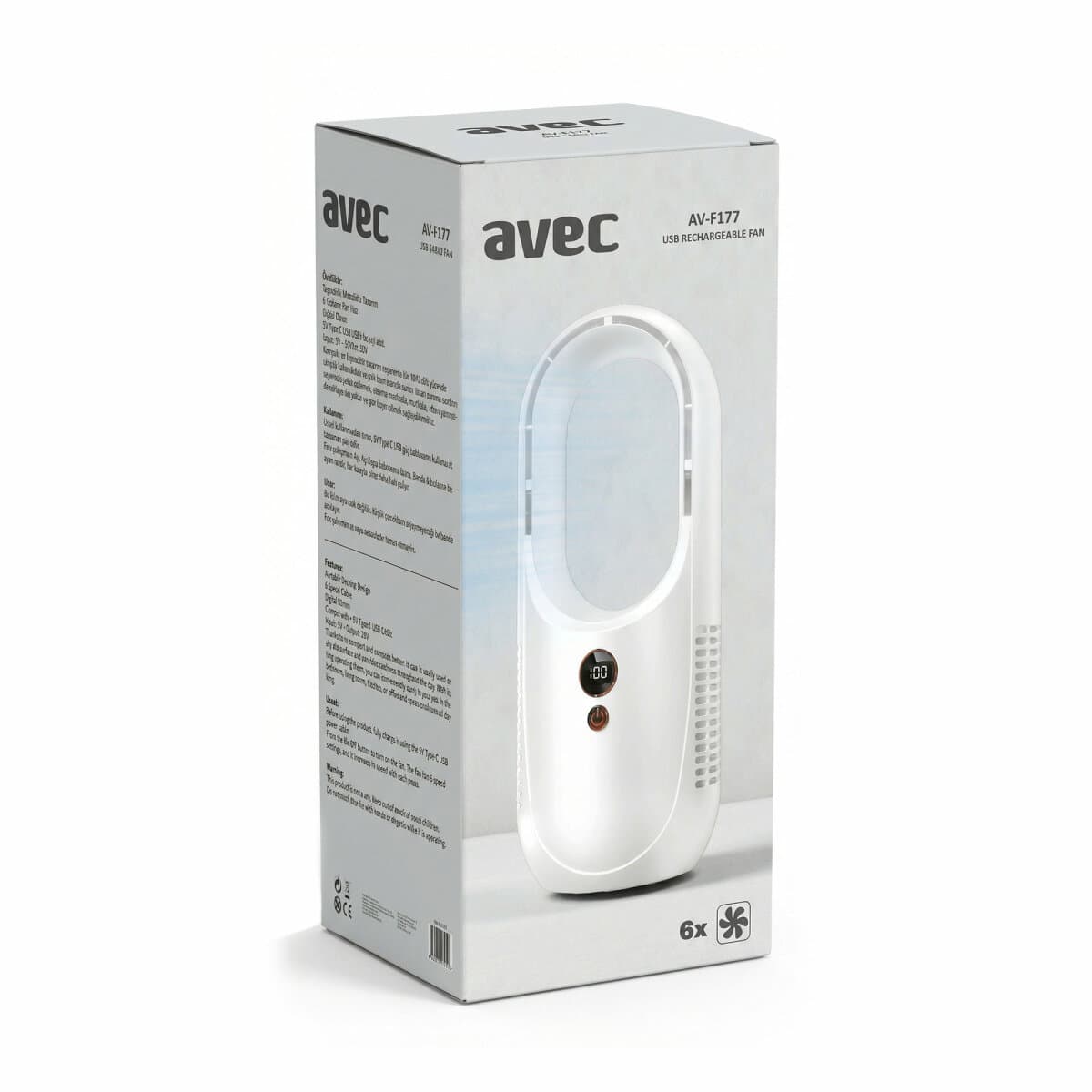 Avec AV-F177 Dijital Ekranlı USB Şarjlı Masaüstü Fan